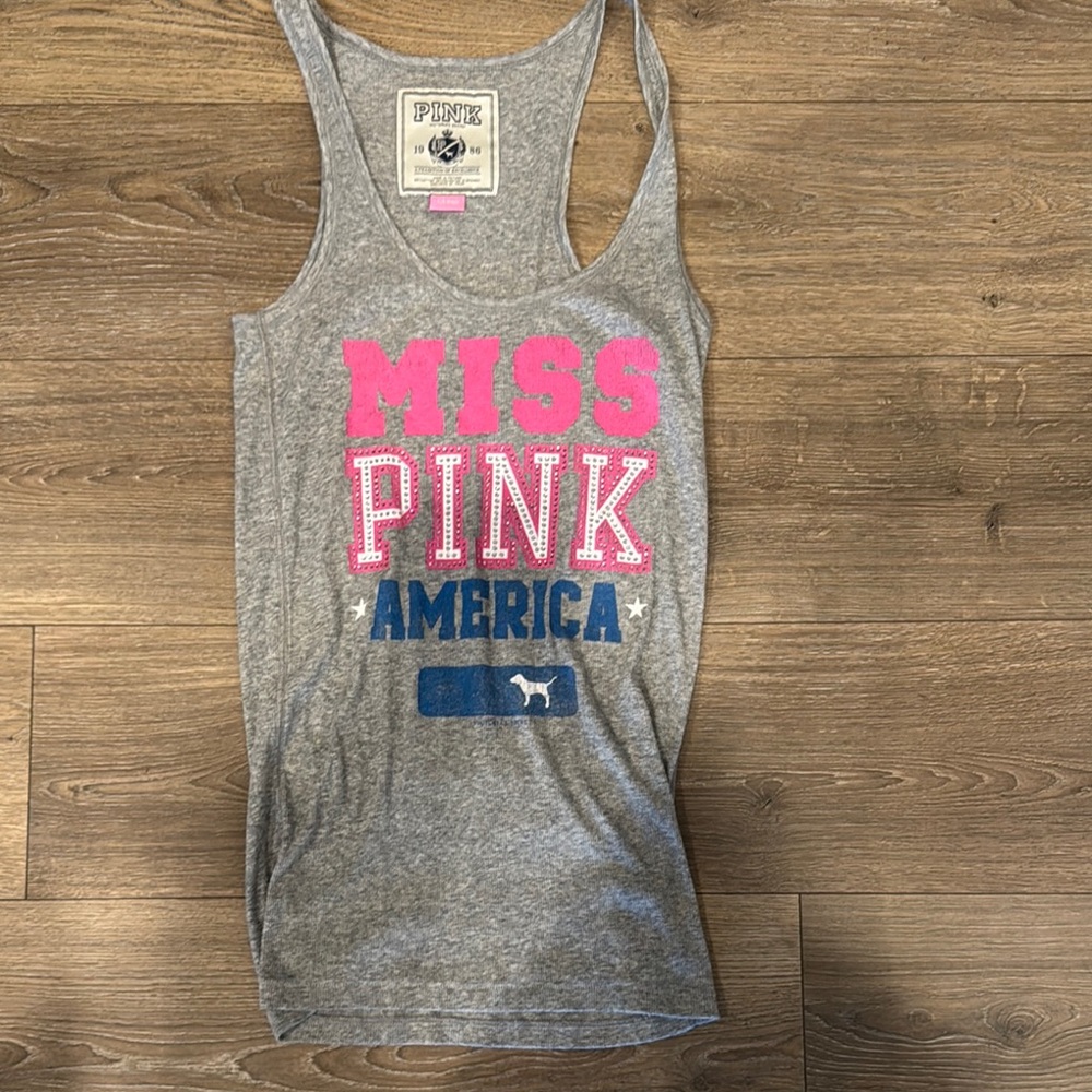 Victoria's Secret PINK Gray Tank Top With Crystals